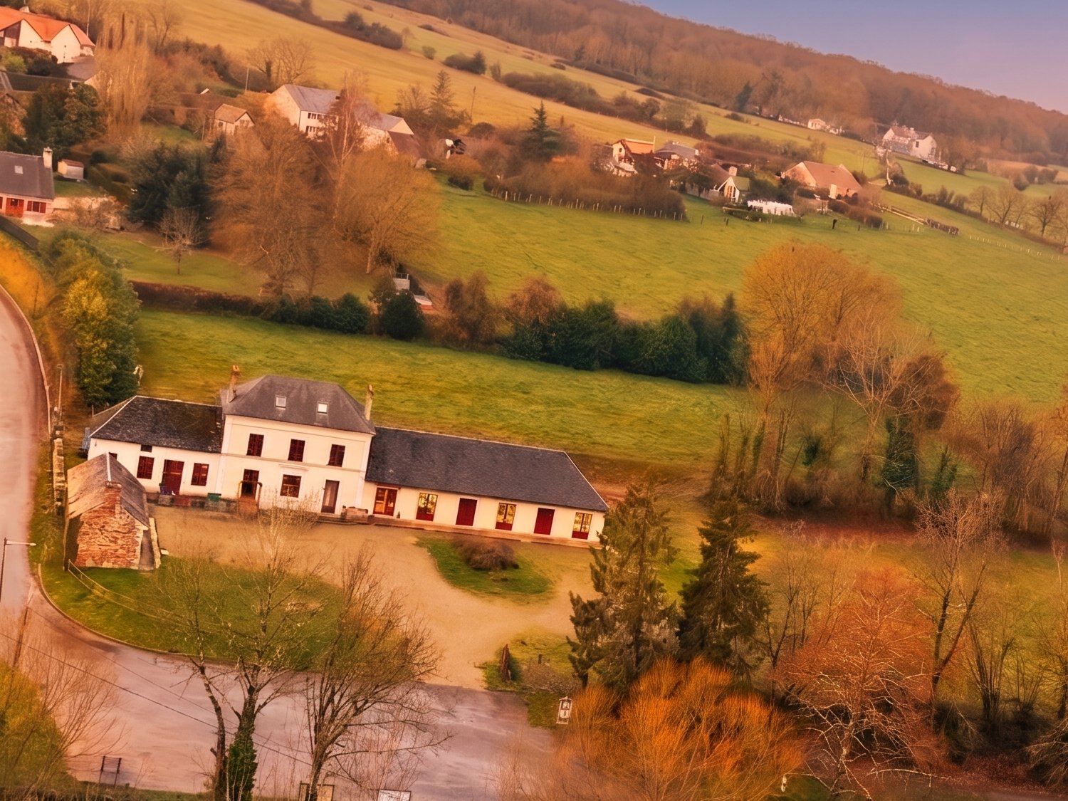 Vue aérienne du domaine Saint-Roch-Événements au bord de l'Orne à Écouché-les-Vallées